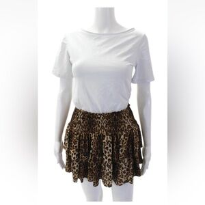 Muche Et Muchette Womens Animal Print Tiered Skirt Brown Black Size One Size